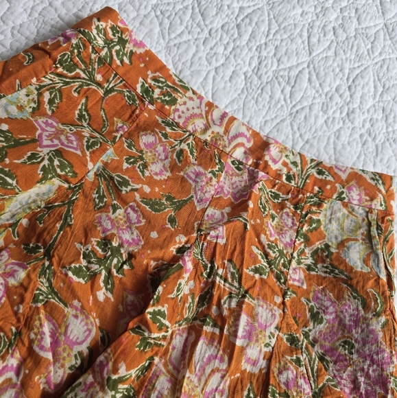 Free People End Of The Island Godet Mini Floral Skirt Size 0 - Picture 5 of 12